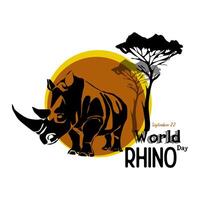 World Rhino Day. illustration for world rhino day. Poster, banner, logo, print for lovers and defenders of rhinos. Animal protection. 22 September. vector