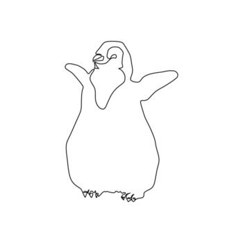 Pinguin Line Art . Pinguin one continuous line design Illustration isolated on white background. Minimalistic silhouette vector