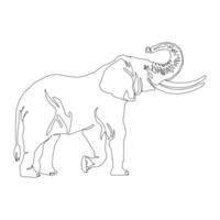 One continuous line drawing of a elephant. Single line draw design graphic illustration. vector