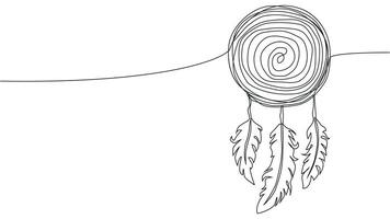 Self draw continuous line dream catcher mystery symbol vector