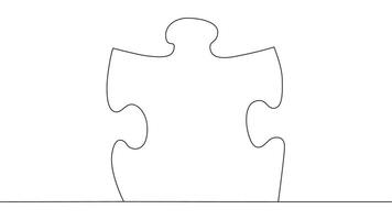 One line connecting puzzle pieces in one continuous line. Puzzle element. vector