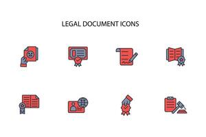 Legal document icon set..Editable stroke.linear style sign for use web design,logo.Symbol illustration. vector