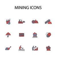 Mining icon set..Editable stroke.linear style sign for use web design,logo.Symbol illustration. vector