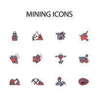 Mining icon set..Editable stroke.linear style sign for use web design,logo.Symbol illustration. vector