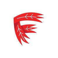 Letter F Maple Leaf simple logo design, logotype element for template vector