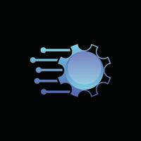 Gear Circuit Technology with Dot and line simple logo design template vector