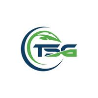 Initial TSG With leaf in Circle modern simple logo design template vector