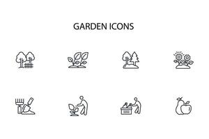 garden icon set..Editable stroke.linear style sign for use web design,logo.Symbol illustration. vector