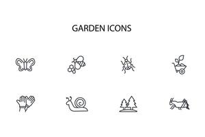 garden icon set..Editable stroke.linear style sign for use web design,logo.Symbol illustration. vector