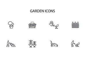 garden icon set..Editable stroke.linear style sign for use web design,logo.Symbol illustration. vector