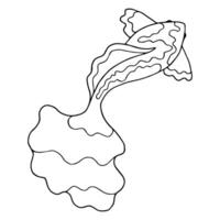 Linear stylized illustration of a fish with smooth curves. Outline drawing with sea animals. Hand drawn graphics. Black lines on a white background in doodle style. Underwater world. Ocean dwellers vector