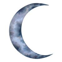 Crescent moon celestial magical element.Sketch of astrological lunar phase cycle.Illustration with watercolor and markers.Half Moon for logo,magic tarot card design.Hand drawn isolated art vector