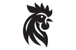 Chicken Head logo icon silhouette Illustration, simple art style vector