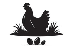 Chicken silhouette Illustration, simple art style vector