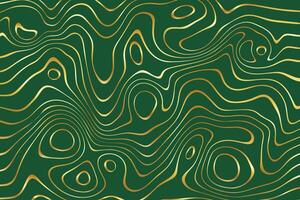 Golden linear pattern on green background. Premium topographic background. Geographic banner for travel vector