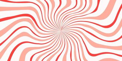 Candy radial background with red and pink rays. illustration of a candy cane spiral. Retro pattern vector