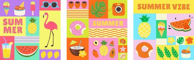 Minimalist Geometric Summer Card set vector