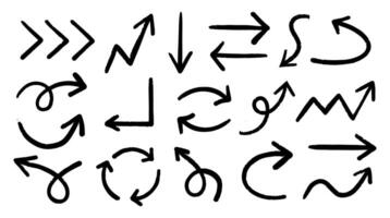 A set of Thin Arrows with Crayon pencil texture vector