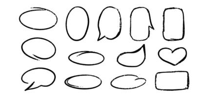 Crayon Pencil Texture Speech Bubble Collection. Hand drawn Dialogue Boxes set vector