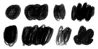 Crayon Texture Set. Black Chalk Stain Brush Sketches and Patterns vector