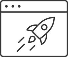 Web launch in SEO icon thin outline style detailed vector