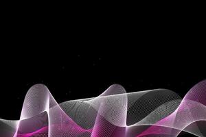 Abstract wave patterns in lavender and white with shimmering highlights, moving freely on a black background vector