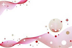 Abstract red wave motion lines with red and gold balls. On a white background vector