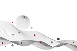 Abstract wave motion gray lines with red and gray balls. On a white background vector