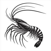 White leg shrimp Fish Outline Graphic - Fish Clipart illustration in black and white vector