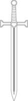 sword drawing with black outline without background vector