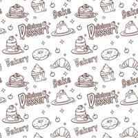 Seamless Pattern of Dessert with Line Art Style vector