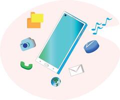 Mobile phone. The most important functions of society are electronic communication. Mobile communication, e-mail, internet, music, photos. vector
