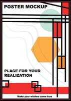 Mockup poster with black lines and colored squares, rectangles you may use for any advertising and trade, also for business in games or books and training, courses, vector
