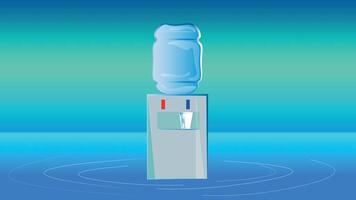 A water cooler stands on a water feature. Water is the most precious thing in this world for life. vector