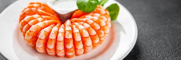 shrimp fresh seafood cooking meal food snack on the table copy space food background rustic top view photo