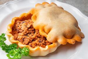 seafood pie dish fresh cooking appetizer meal food snack on the table copy space food background rustic top view photo