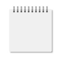 White realistic a6 notebook opened with soft shadows. vector