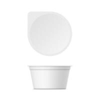 Mockup of plastic yogurt container with lid vector