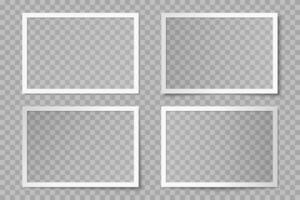 set of white rectangle photo card frames vector