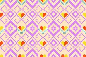 Pixel ethnic pattern oriental traditional. design fabric pattern textile African Indonesian Indian seamless Aztec style abstract illustration vector