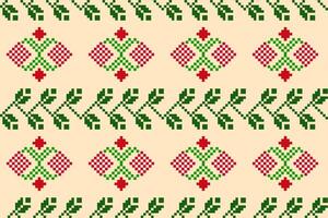Pixel ethnic pattern oriental traditional. design fabric pattern textile African Indonesian Indian seamless Aztec style abstract illustration vector