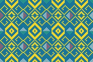 Pixel ethnic pattern oriental traditional. design fabric pattern textile African Indonesian Indian seamless Aztec style abstract illustration vector