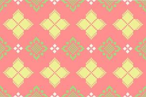 Pixel ethnic pattern oriental traditional. design fabric pattern textile African Indonesian Indian seamless Aztec style abstract illustration vector
