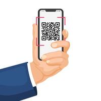 QR code mobile phone scan on screen. Business and technology concept. Illustration. vector