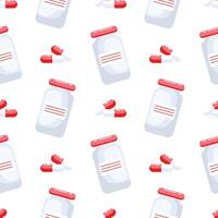 Medicinal bottles and pills capsules on a white background. Background, print vector