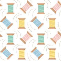 Seamless pattern, sewing spools of thread on a white background. Print, textile vector