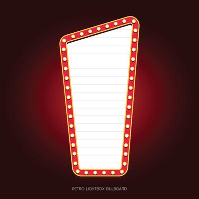 Retro lightbox billboard template, Rectangle banner advertising, promotion and sale signs. Movie theater light frames.
