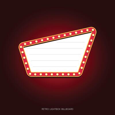 Retro lightbox billboard template, Rectangle banner advertising, promotion and sale signs. Movie theater light frames.