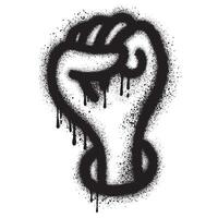 Spray Painted Graffiti fist hand icon Sprayed. graffiti fist power symbol with over spray in black over white. vector