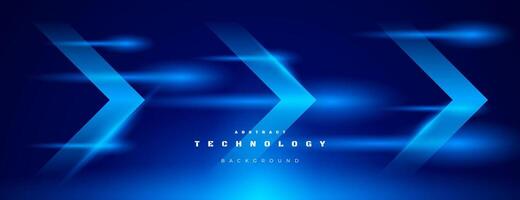 high speed technology background with blue light and arrow vector